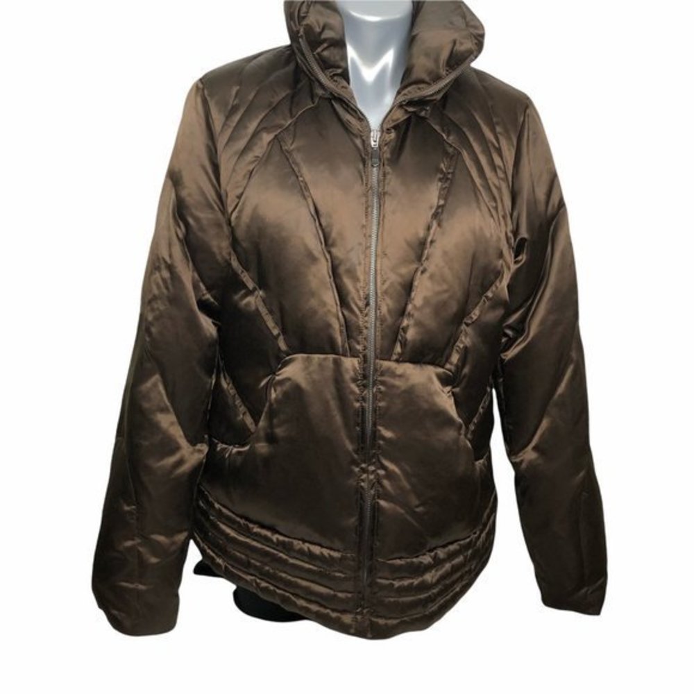 1 Madison Brown Full Zip Winter Puffer Coat Jacket